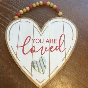 Heart Shaped Wall Decor with Red Text